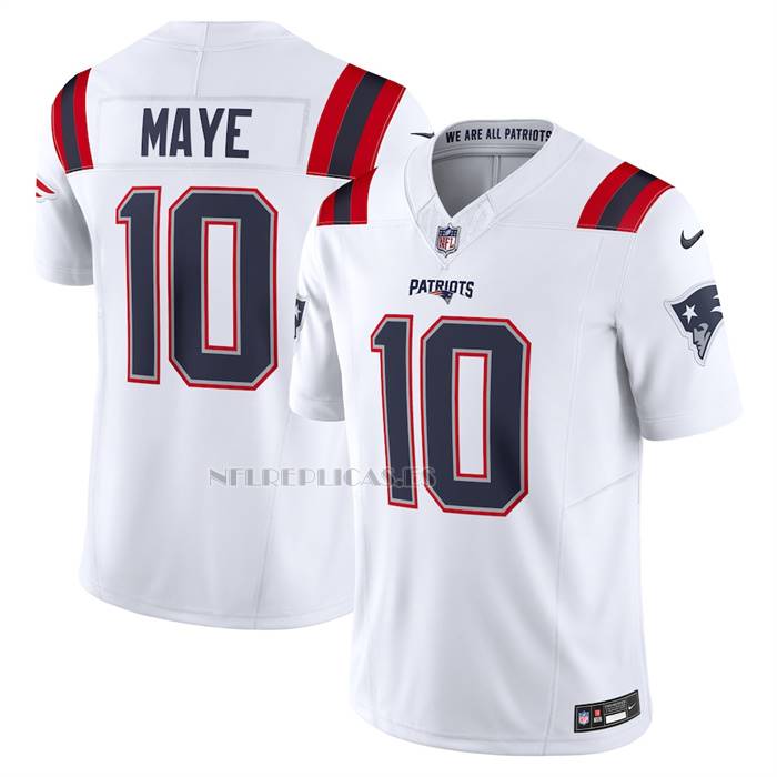 Camiseta NFL Limited New England Patriots Drake Maye Vapor F.U.S.E. Blanco